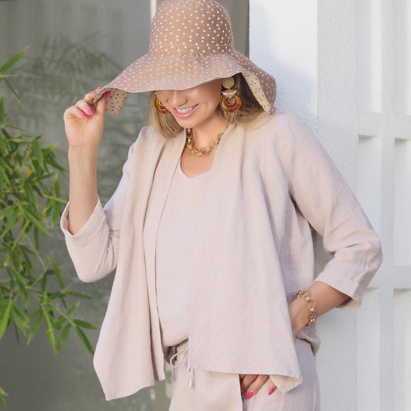 Dolcezza Linen Open Front Crop Cardigan Jacket - Picture 4 of 8